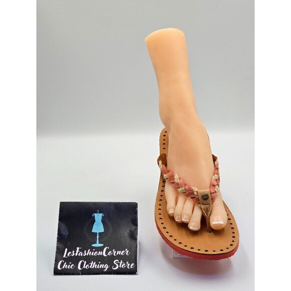 Ugg Australia Women's Tan Coral Leather Navie Braided Flip Flops Size 11 2641 - Picture 13 of 15